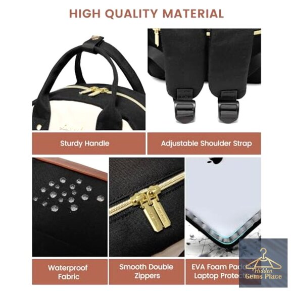 Small Waterproof Nylon Backpack Purse for Women, 14 Inch Laptop Compatible